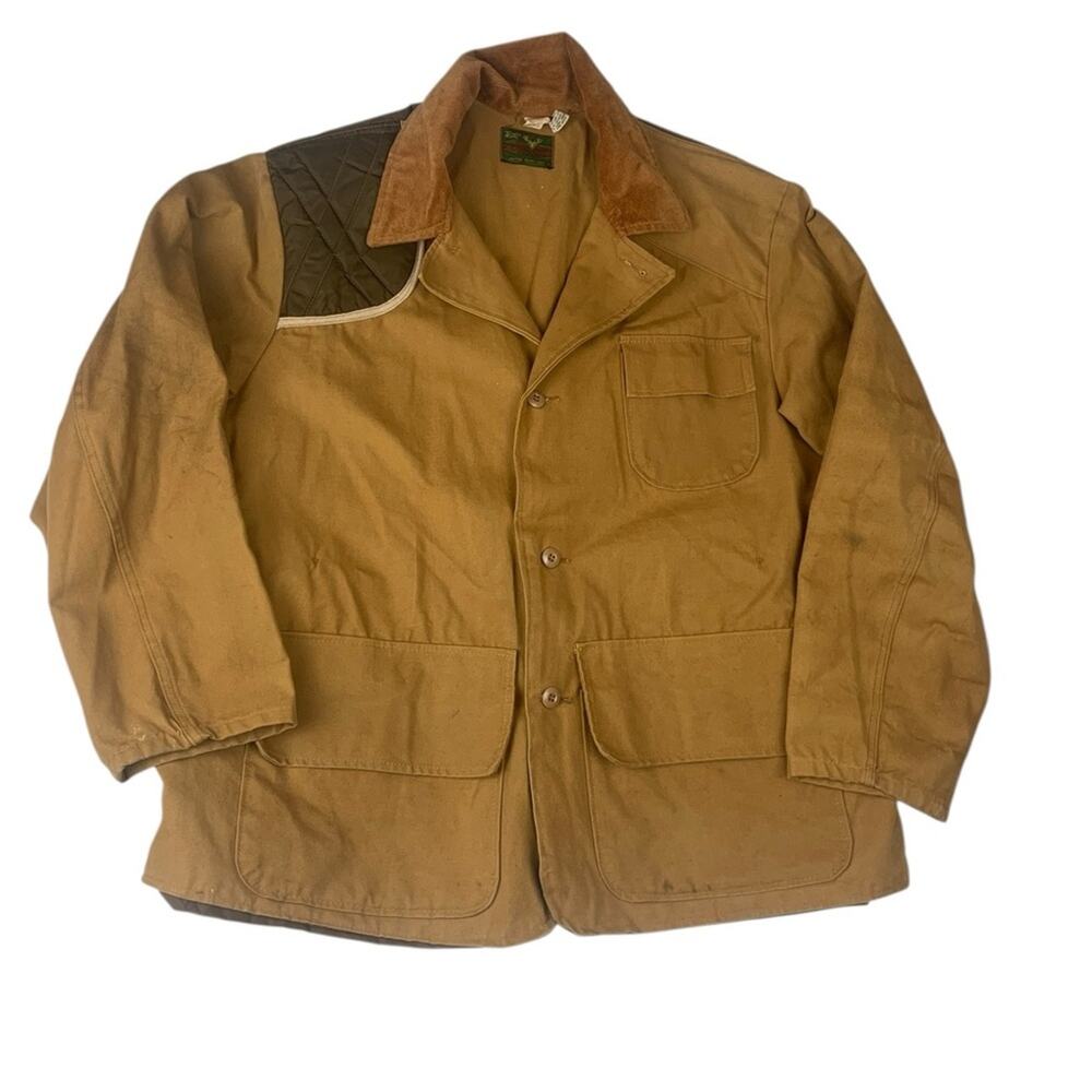 Field and Strem Vintage mens 2x hunting jacket duck saftbak 70s tan quilted